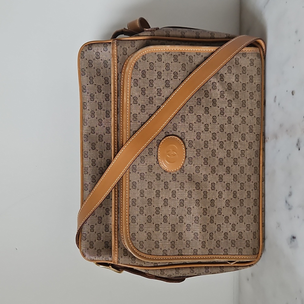 GUCCI: Rare 70s Micro GG Large Messenger Bag